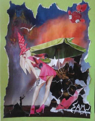 Collages intitulée "DANS CE MONDE FOU N…" par Sam De Beauregard, Œuvre d'art originale, Collages