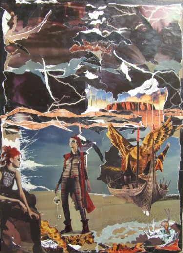Collages intitolato "DANS LA DÉCHIRURE D…" da Sam De Beauregard, Opera d'arte originale, Collages