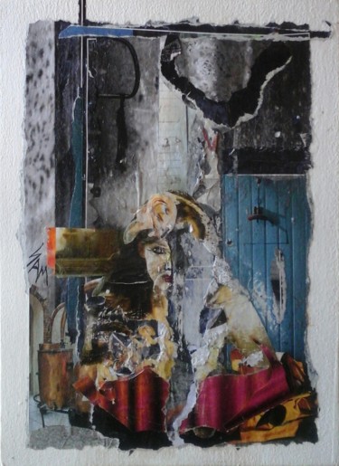 Collages intitulée "TERMINAISON" par Sam De Beauregard, Œuvre d'art originale, Collages Monté sur Panneau de bois