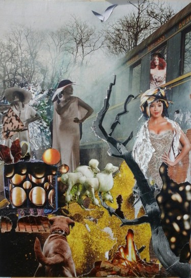 Collages intitolato "VERSION 2 : QUAND L…" da Sam De Beauregard, Opera d'arte originale, Collages Montato su Pannello di leg…