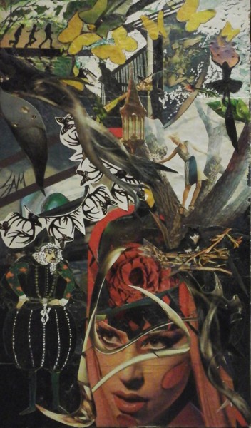Collages titled "DANS LE PARC DE MIL…" by Sam De Beauregard, Original Artwork, Collages Mounted on Wood Panel