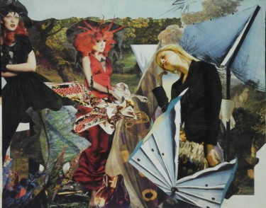 Collages titled "LES TROIS GRACES" by Sam De Beauregard, Original Artwork, Collages Mounted on Wood Panel
