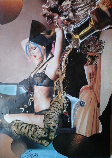 Collages titulada "DANS L' ALCOVE DE S…" por Sam De Beauregard, Obra de arte original, Collages Montado en Cartulina