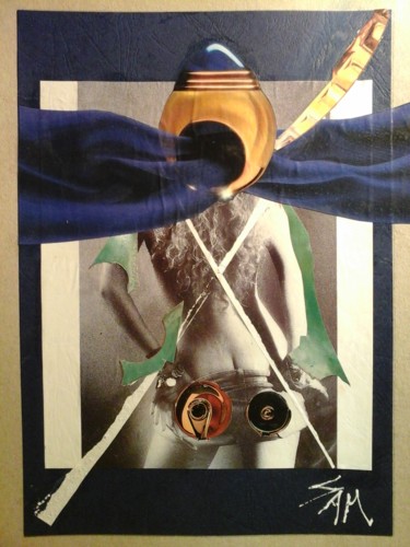 Collages intitolato "LA  GUERRIERE   FUT…" da Sam De Beauregard, Opera d'arte originale, Collages Montato su Cartone