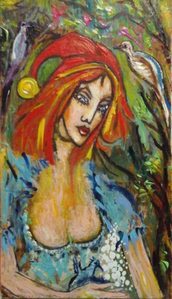 Painting titled "PETITE FEE AU BONNE…" by Sam De Beauregard, Original Artwork, Acrylic