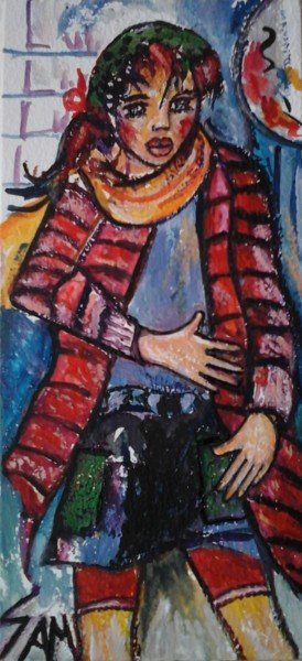 Painting titled "BERTILLE IN A STREE…" by Sam De Beauregard, Original Artwork, Gouache