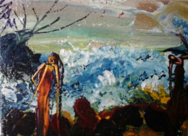 Schilderij getiteld "EN BORDURE DE MER" door Sam De Beauregard, Origineel Kunstwerk, Gouache