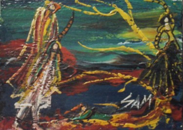 Pittura intitolato "LA DANSE DE LA MAGI…" da Sam De Beauregard, Opera d'arte originale, Gouache