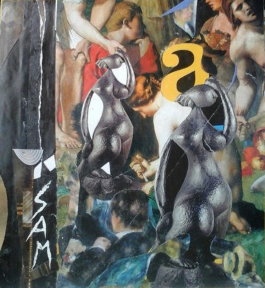 Collages intitulée "" A " COMME ART N° 1" par Sam De Beauregard, Œuvre d'art originale, Collages Monté sur Carton