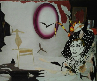 Collages titled "ENTRE RÊVE ET POÉSIE" by Sam De Beauregard, Original Artwork, Collages Mounted on Cardboard