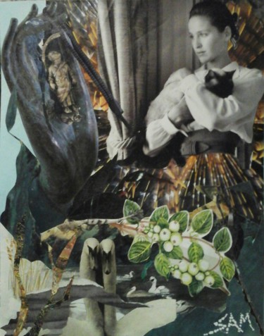 Collages titled "CHARME ET DOUCEUR…" by Sam De Beauregard, Original Artwork, Collages Mounted on Cardboard