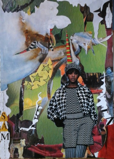 TRAVERSER LA FORÊT MAGIQUE Collages intitulée "TRAVERSER LA FORÊT…" par Sam De Beauregard, Œuvre d'art originale, Collages Monté sur Carton
