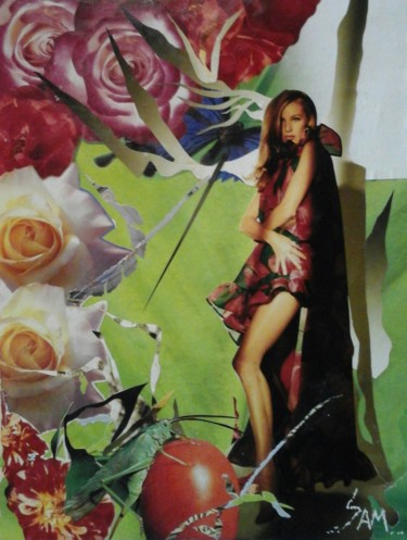 Collages intitulée "QUAND L' ÉTÉ ARRIVE…" par Sam De Beauregard, Œuvre d'art originale, Collages Monté sur Carton