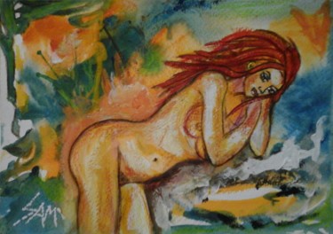 Peinture intitulée "TAMARA" par Sam De Beauregard, Œuvre d'art originale, Aquarelle Monté sur Carton