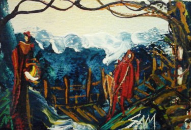 Картина под названием "LA PASSERELLE DE NO…" - Sam De Beauregard, Подлинное произведение искусства, Гуашь