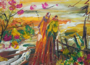 Schilderij getiteld "PARADIS" door Sam De Beauregard, Origineel Kunstwerk, Gouache