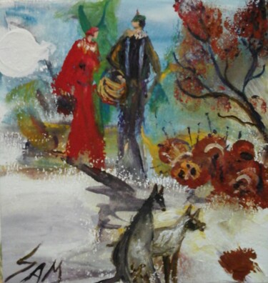 Painting titled "UN DIMANCHE DANS LE…" by Sam De Beauregard, Original Artwork, Gouache