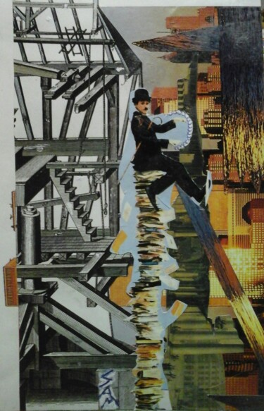 Collages titled "GAG ET EMPILAGE" by Sam De Beauregard, Original Artwork, Collages Mounted on Cardboard