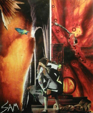 Collages titled "INTRÉPIDE  ET  CURI…" by Sam De Beauregard, Original Artwork, Collages Mounted on Cardboard