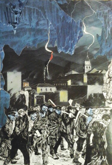 Коллажи под названием "QUAND LE DIABLE NOU…" - Sam De Beauregard, Подлинное произведение искусства, Коллажи Установлен на ка…