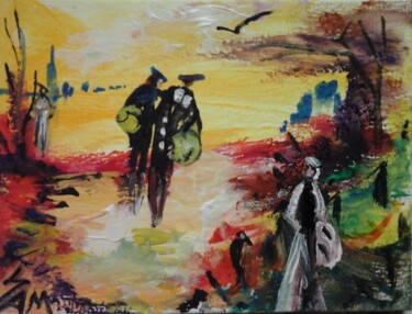 「LE CHAMP AUX CORBEA…」というタイトルの絵画 Sam De Beauregardによって, オリジナルのアートワーク, グワッシュ水彩画