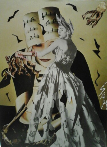 Collages titled "LA MUSIQUE EST D' OR" by Sam De Beauregard, Original Artwork, Collages Mounted on Cardboard