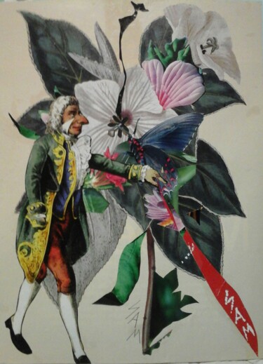 Collages intitulée "LE MARQUIS EN SON J…" par Sam De Beauregard, Œuvre d'art originale, Collages Monté sur Carton