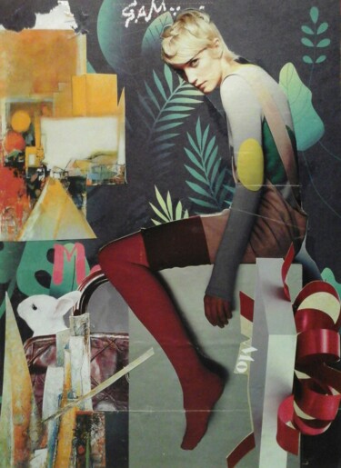 Collages getiteld "MO" door Sam De Beauregard, Origineel Kunstwerk, Collages Gemonteerd op Karton