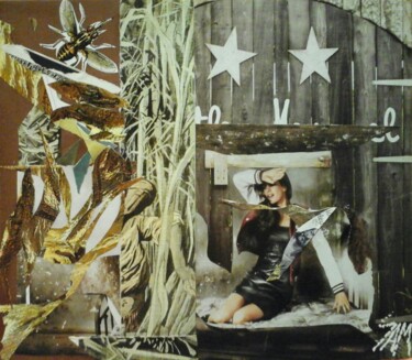 Collages titulada "CAUCHEMAR" por Sam De Beauregard, Obra de arte original, Collages Montado en Cartulina