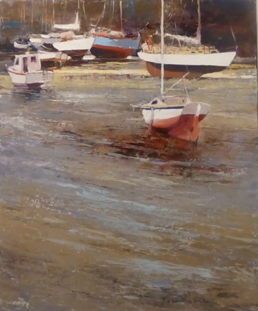 Peinture intitulée "A marée basse" par Bernard Guilain, Œuvre d'art originale, Huile