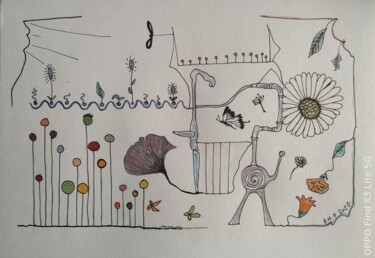 图画 标题为“Le jardin botanique” 由Bernard Houssin Brillas, 原创艺术品, 水彩