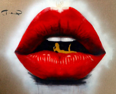 Peinture intitulée "bouche pulpeuse" par Bernard Jolly, Œuvre d'art originale, Acrylique