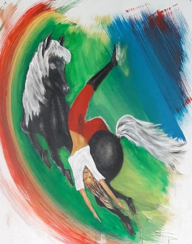 Painting titled "folle galopade du p…" by Bernard Jolly, Original Artwork, Acrylic