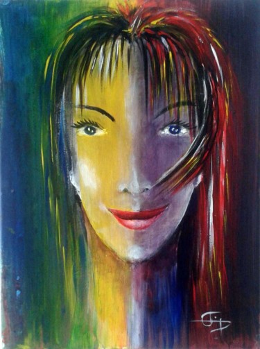 Painting titled "visage de ko lipé" by Bernard Jolly, Original Artwork, Acrylic