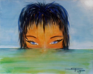 Schilderij getiteld "regard du lagon" door Bernard Jolly, Origineel Kunstwerk, Acryl
