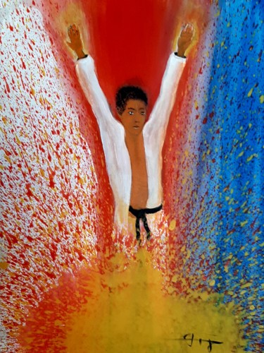 Painting titled "Judo émotion" by Bernard Jolly, Original Artwork, Acrylic