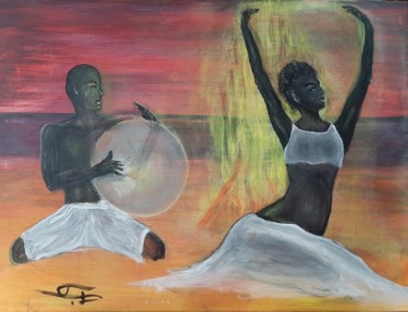 Painting titled "Le sega typique" by Bernard Jolly, Original Artwork, Acrylic