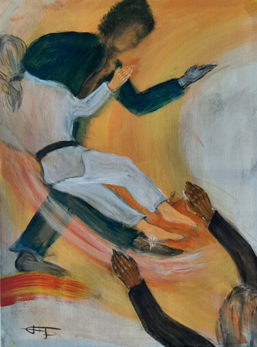 Pintura titulada "Coup de patte en or…" por Bernard Jolly, Obra de arte original, Acrílico Montado en Bastidor de camilla de…