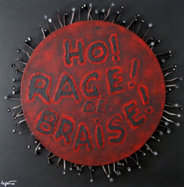 Skulptur mit dem Titel "Ho! Rage ! de Brais…" von Bernard Lapeña, Original-Kunstwerk, Holz