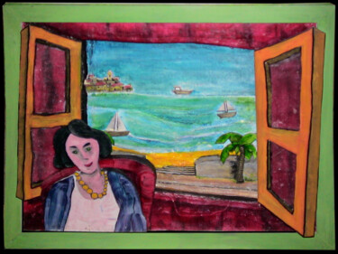 Peinture intitulée "Femme à la fenêtre" par Bernard Leboeuf, Œuvre d'art originale, Acrylique