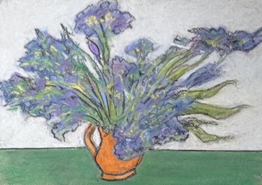 Peinture intitulée "Iris à la manière d…" par Bernard Lebret, Œuvre d'art originale, Pastel