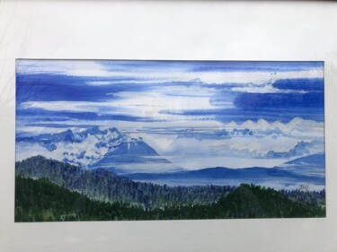 Malerei mit dem Titel "Le Fuji san" von Bernard Lebret, Original-Kunstwerk, Aquarell