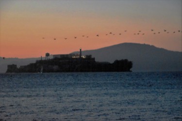 Photography titled "Alcatraz, sunset" by Bernard Levy, Original Artwork, Digital Photography