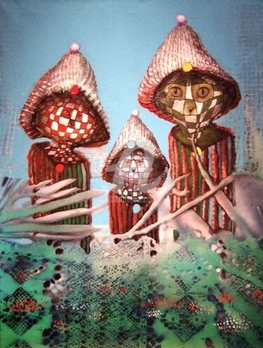 Peinture intitulée "chats pelerins" par Bernard Maricau, Œuvre d'art originale