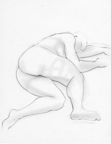 Dessin intitulée "Endormie" par Bernard Maricau, Œuvre d'art originale