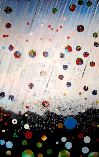 Peinture intitulée "Pluie d'engrammes" par Bernard Maricau, Œuvre d'art originale, Huile
