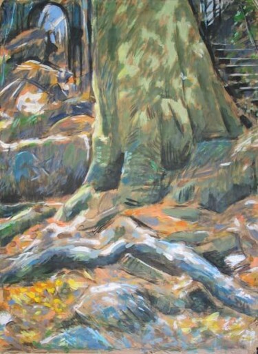 Peinture intitulée "The old tree" par Bernard Marie Collet, Œuvre d'art originale, Huile