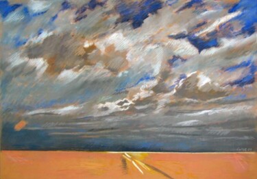 Peinture intitulée "Fuite des nuages -…" par Bernard Marie Collet, Œuvre d'art originale, Pastel