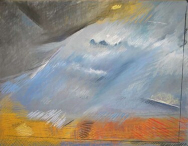 Painting titled "bombement du ciel -…" by Bernard Marie Collet, Original Artwork, Pastel Mounted on Cardboard