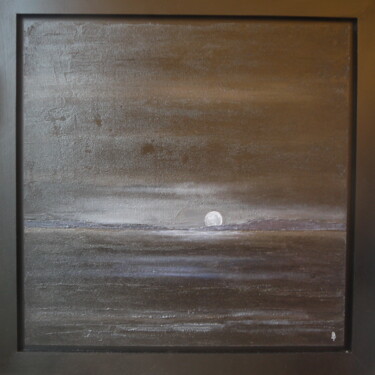 Peinture intitulée "Nuit en bord de mer" par Bernard Martin, Œuvre d'art originale, Acrylique